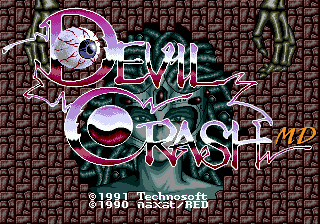 Devil Crash MD title screen for Sega Mega Drive